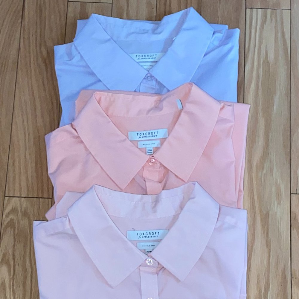 Lot of 3 Foxcroft Appleseed Womens Short Sleeve Wrinkle Free Blouses 20W